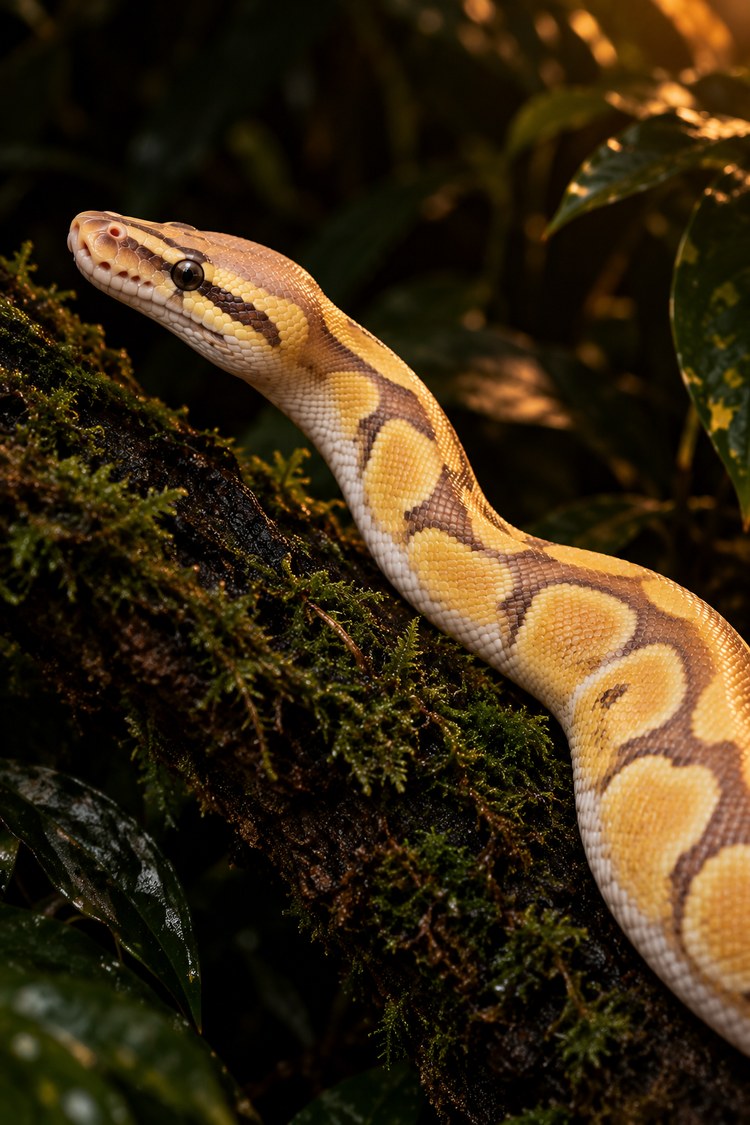 Pastel ball python morphs have a brighter yellow pattern and lighter sides
