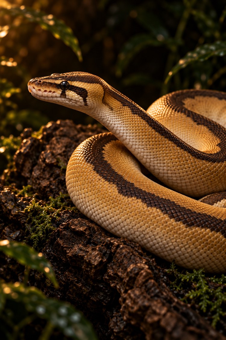 Clown ball python morphs with a dorsal stripe and reduced side pattern