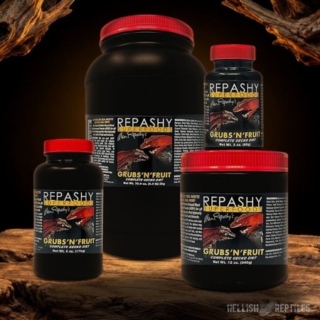 Repashy Crested Gecko Diet Grubs 'N' Fruit jars in all sizes